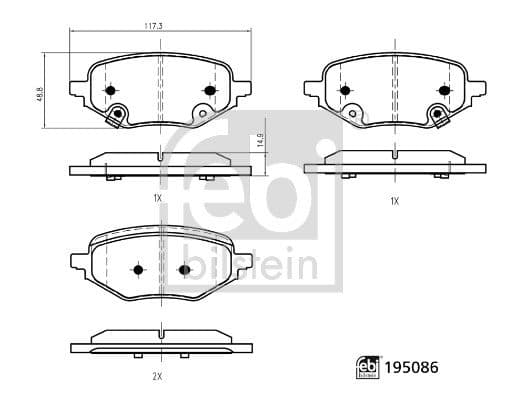set placute frana,frana disc FEBI BILSTEIN 195086