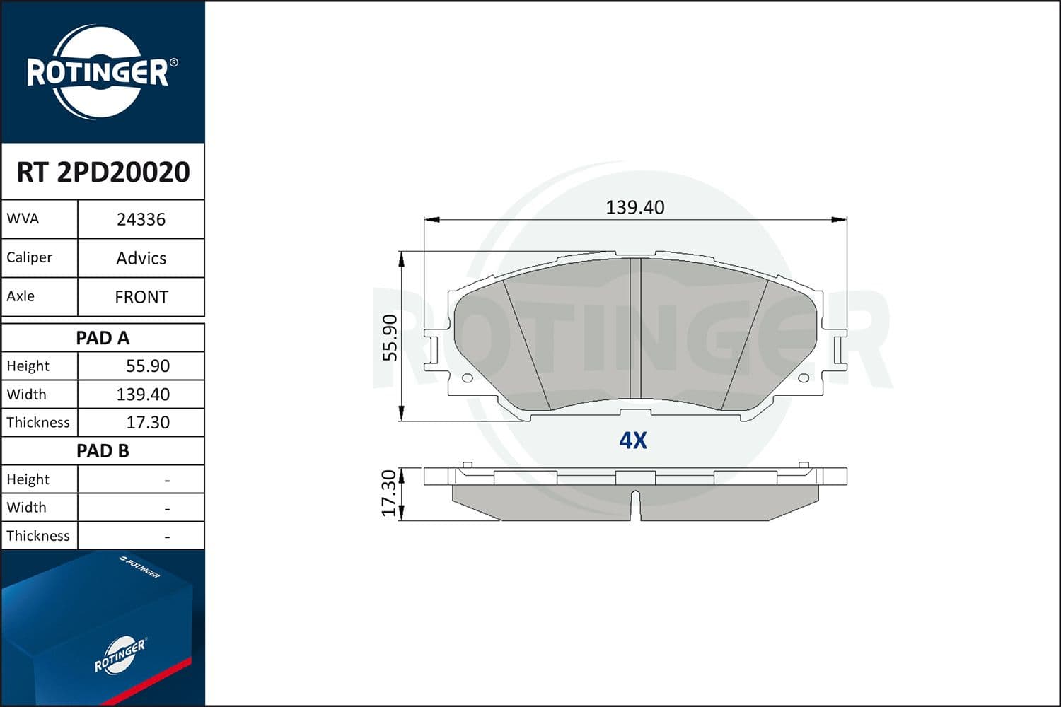set placute frana,frana disc ROTINGER RT 2PD20020