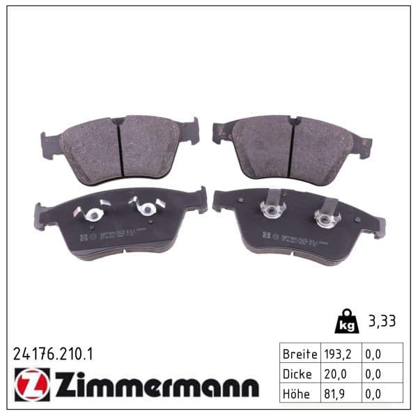 set placute frana,frana disc ZIMMERMANN 24176.210.1