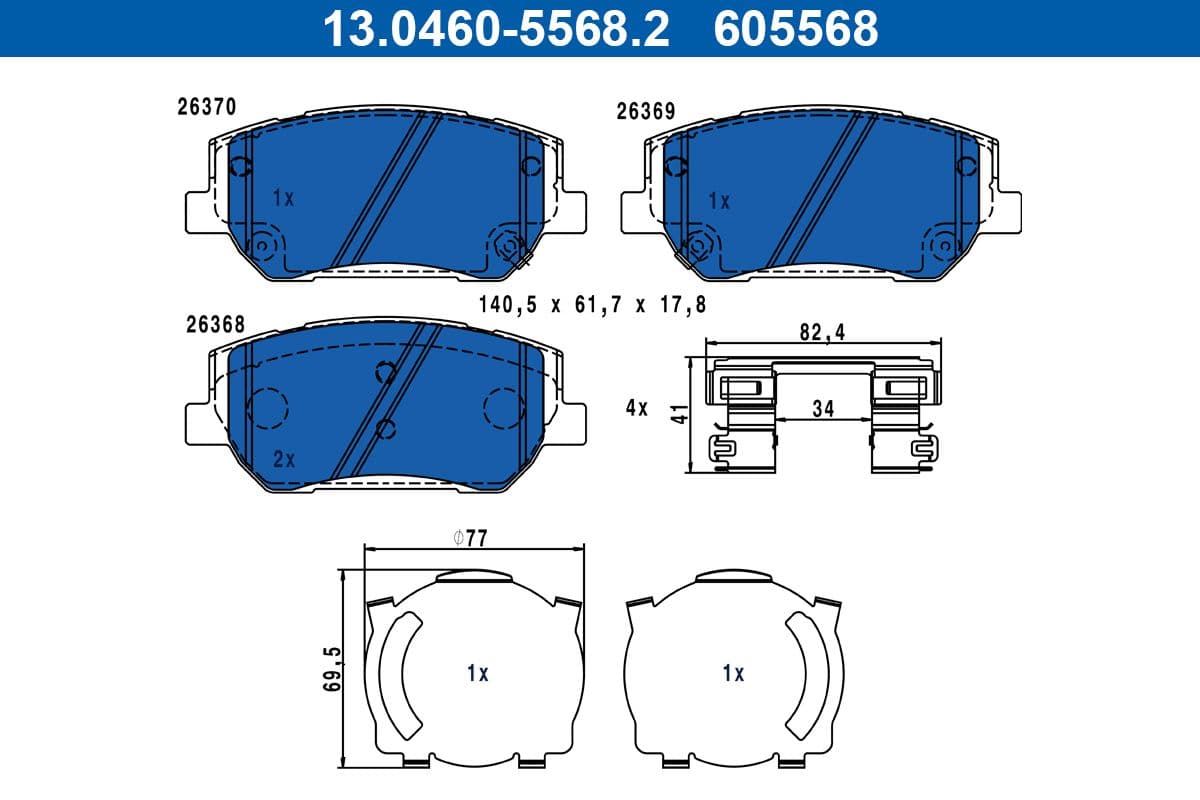 set placute frana,frana disc ATE 13.0460-5568.2