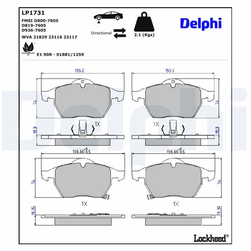 set placute frana,frana disc DELPHI LP1731