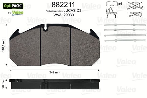 set placute frana,frana disc VALEO OPTIPACK 882211