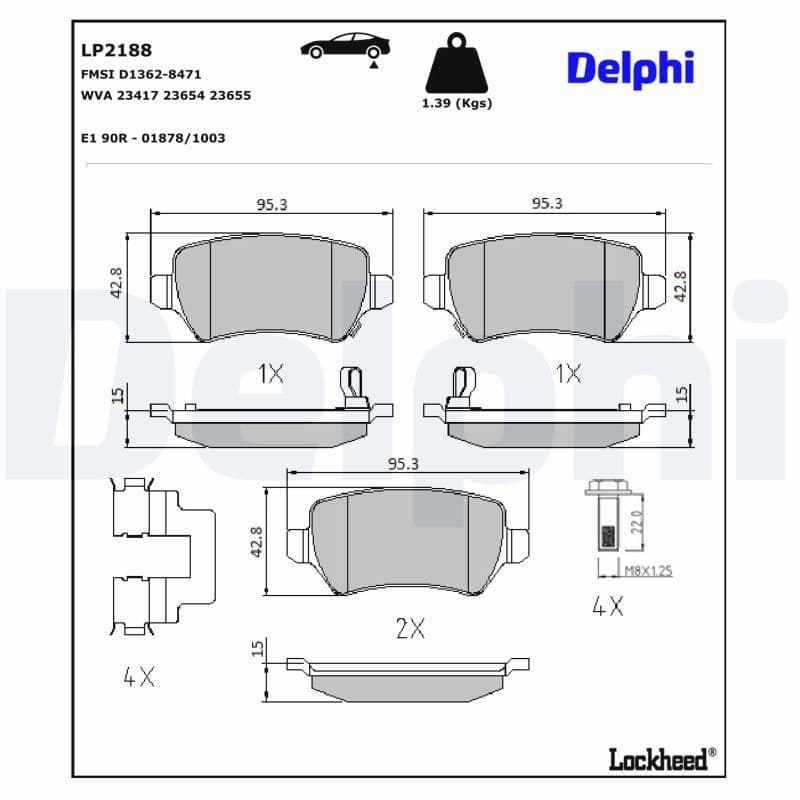 set placute frana,frana disc DELPHI LP2188