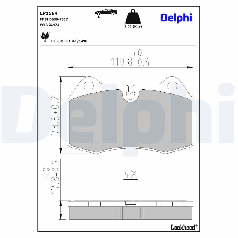 set placute frana,frana disc DELPHI LP1584