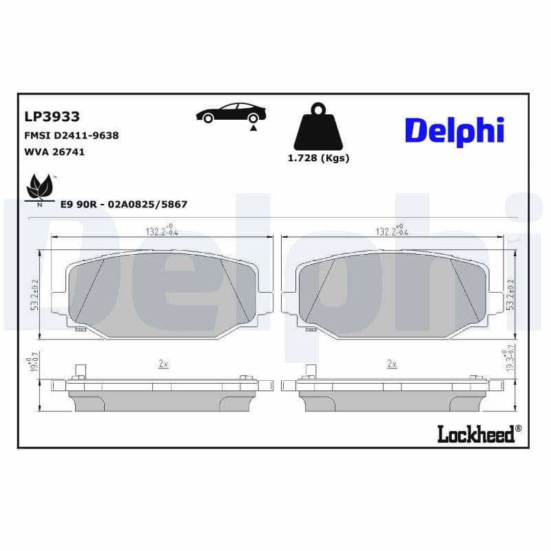 set placute frana,frana disc DELPHI LP3933