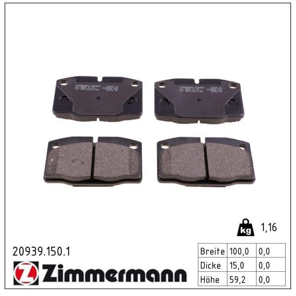 set placute frana,frana disc ZIMMERMANN 20939.150.1