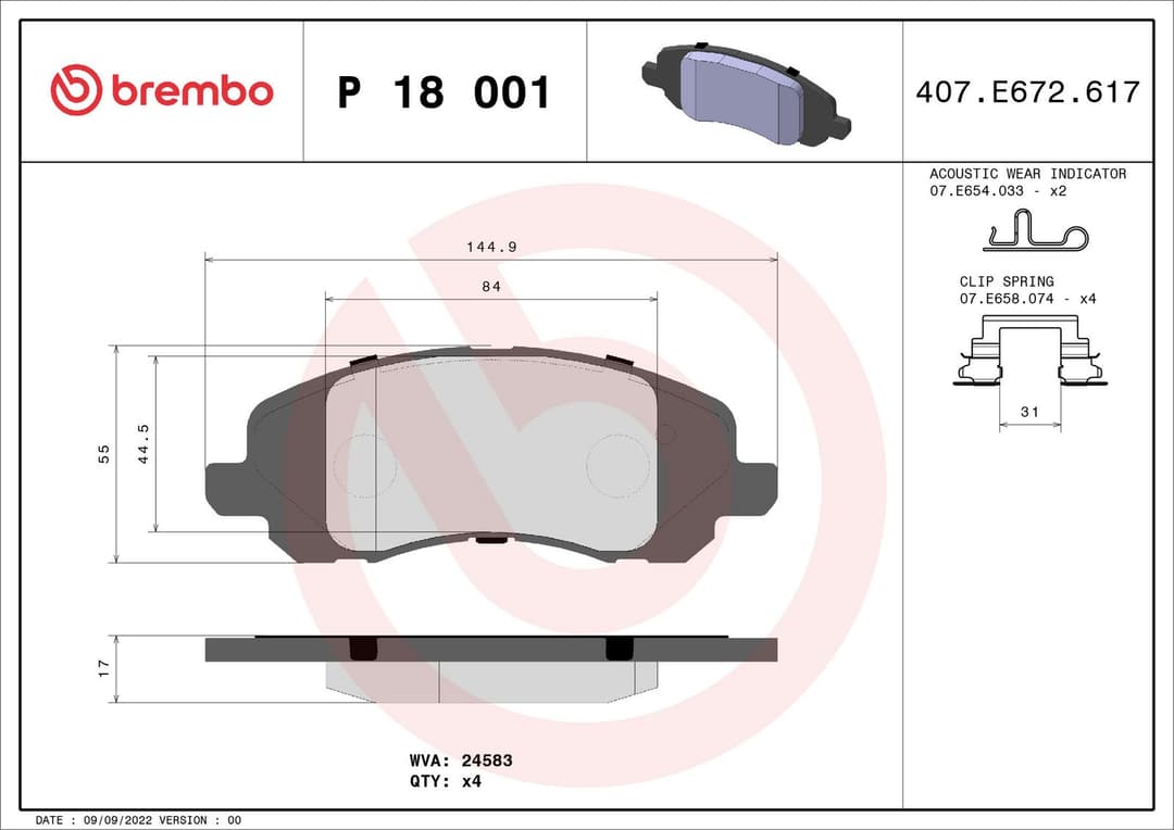 set placute frana,frana disc BREMBO PRIME LINE P 18 001