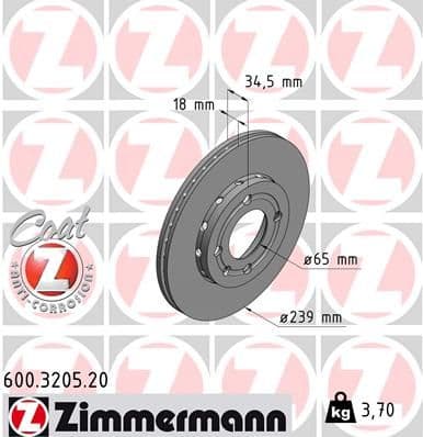 Disc frana ZIMMERMANN COAT Z 600.3205.20