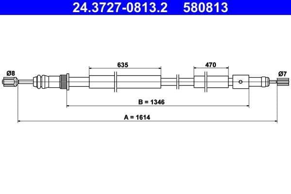 Cablu, frana de parcare ATE 24.3727-0813.2