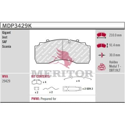 set placute frana,frana disc MERITOR MDP3429K