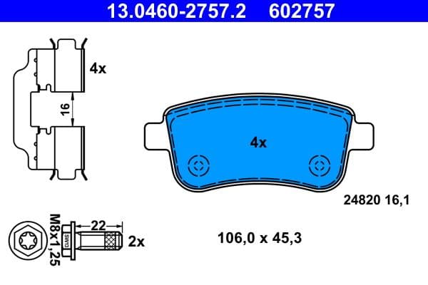 set placute frana,frana disc ATE 13.0460-2757.2