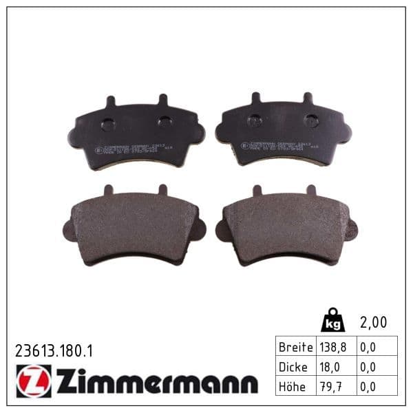 set placute frana,frana disc ZIMMERMANN 23613.180.1