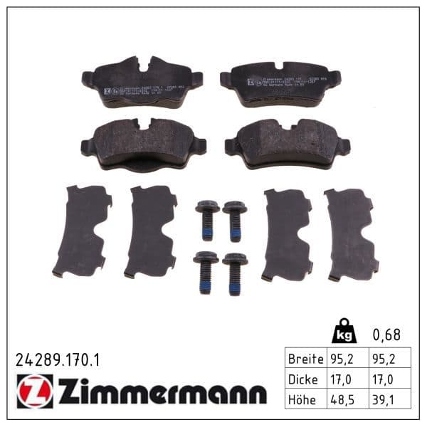 set placute frana,frana disc ZIMMERMANN 24289.170.1