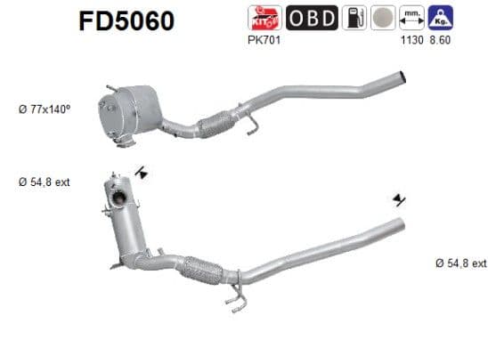 Filtru funingine/particule, sist.de esapament AS FD5060