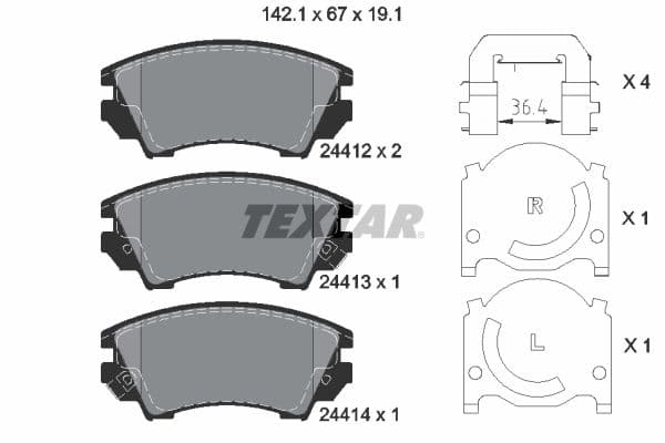 set placute frana,frana disc TEXTAR 2441201