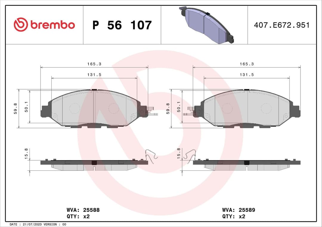 set placute frana,frana disc BREMBO PRIME LINE P 56 107