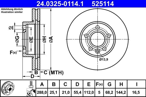 Disc frana ATE 24.0325-0114.1