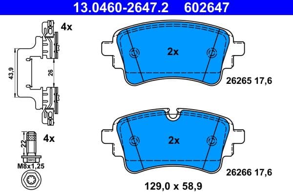 set placute frana,frana disc ATE 13.0460-2647.2