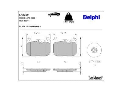 set placute frana,frana disc DELPHI LP3259
