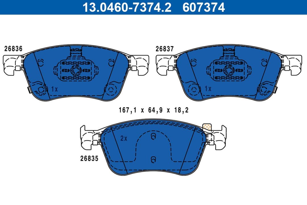 set placute frana,frana disc ATE 13.0460-7374.2