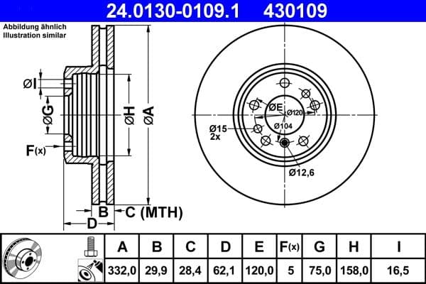 Disc frana ATE 24.0130-0109.1