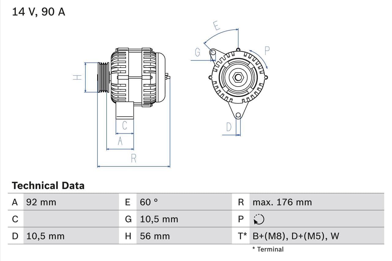Generator / Alternator BOSCH 0 986 038 170