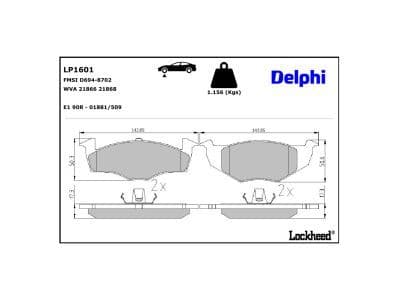 set placute frana,frana disc DELPHI LP1601