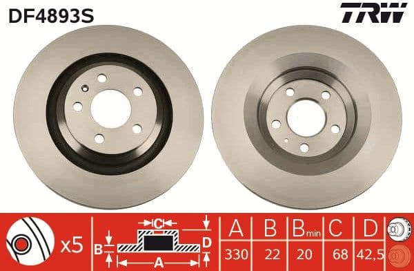 Disc frana TRW SINGLE DF4893S