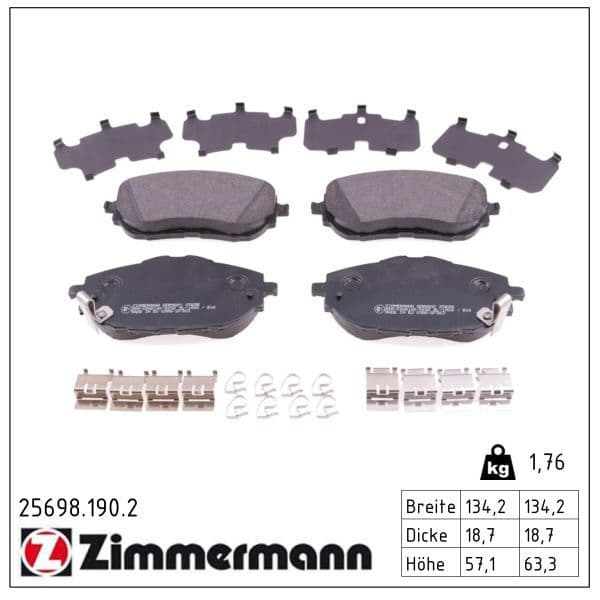 set placute frana,frana disc ZIMMERMANN 25698.190.2