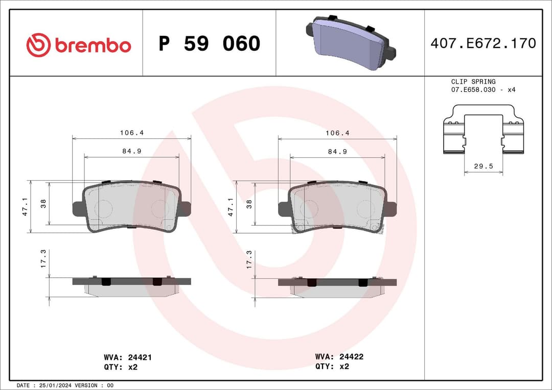 set placute frana,frana disc BREMBO P 59 060