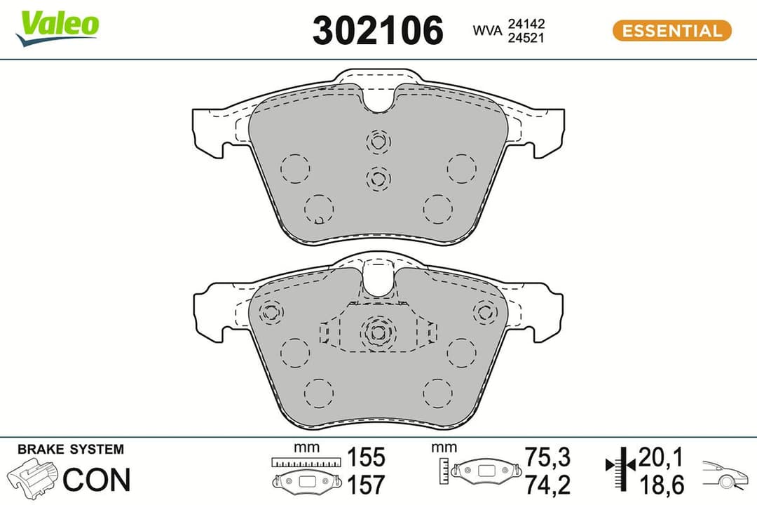 set placute frana,frana disc VALEO ESSENTIAL 302106