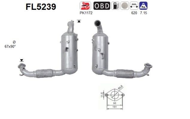 Filtru funingine/particule, sist.de esapament AS FL5239