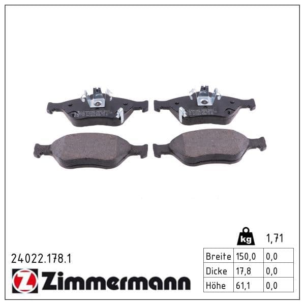 set placute frana,frana disc ZIMMERMANN 24022.178.1