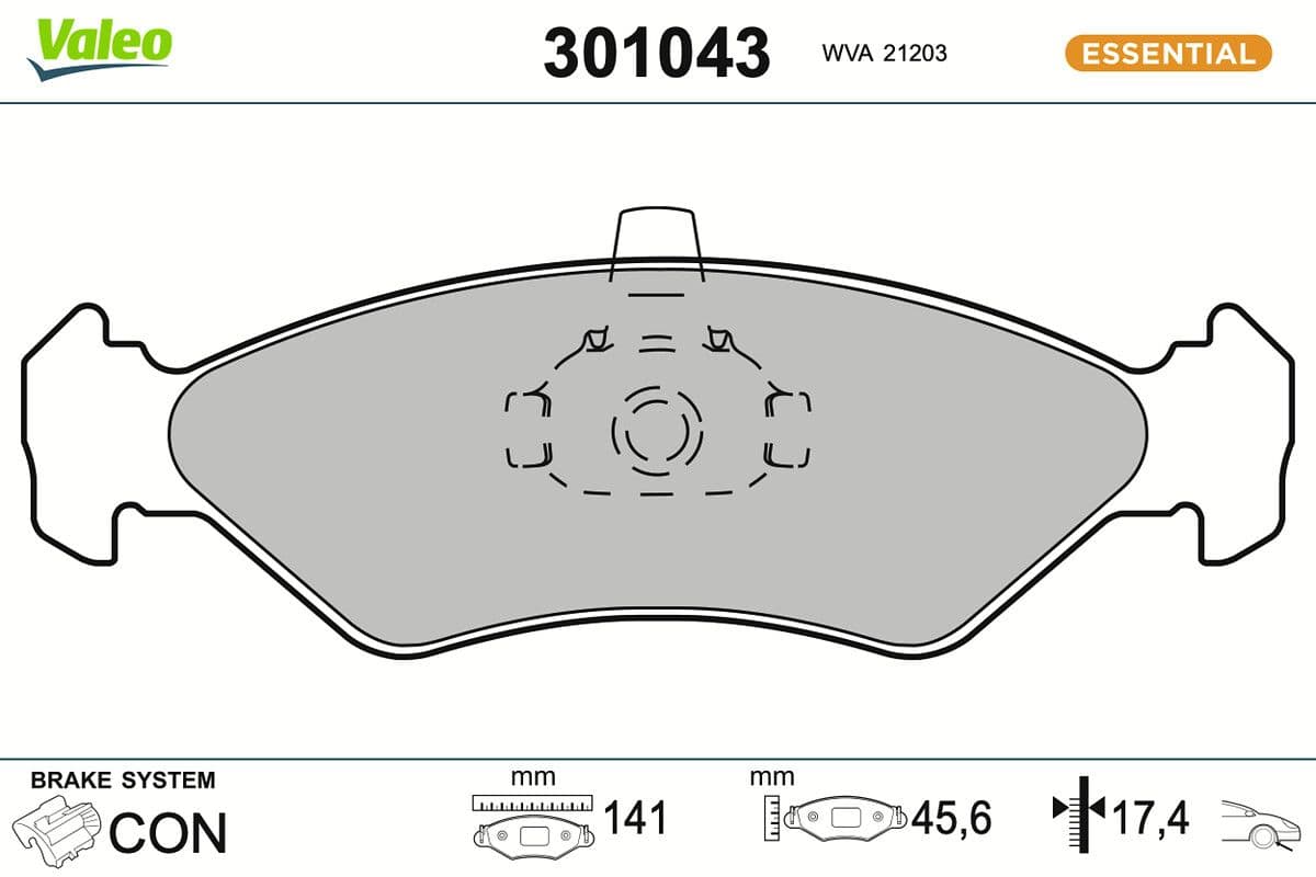 set placute frana,frana disc VALEO ESSENTIAL 301043