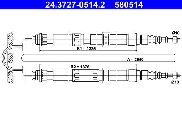 Cablu, frana de parcare ATE 24.3727-0514.2