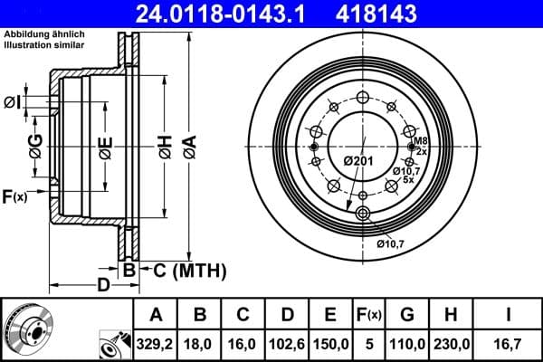 Disc frana ATE 24.0118-0143.1