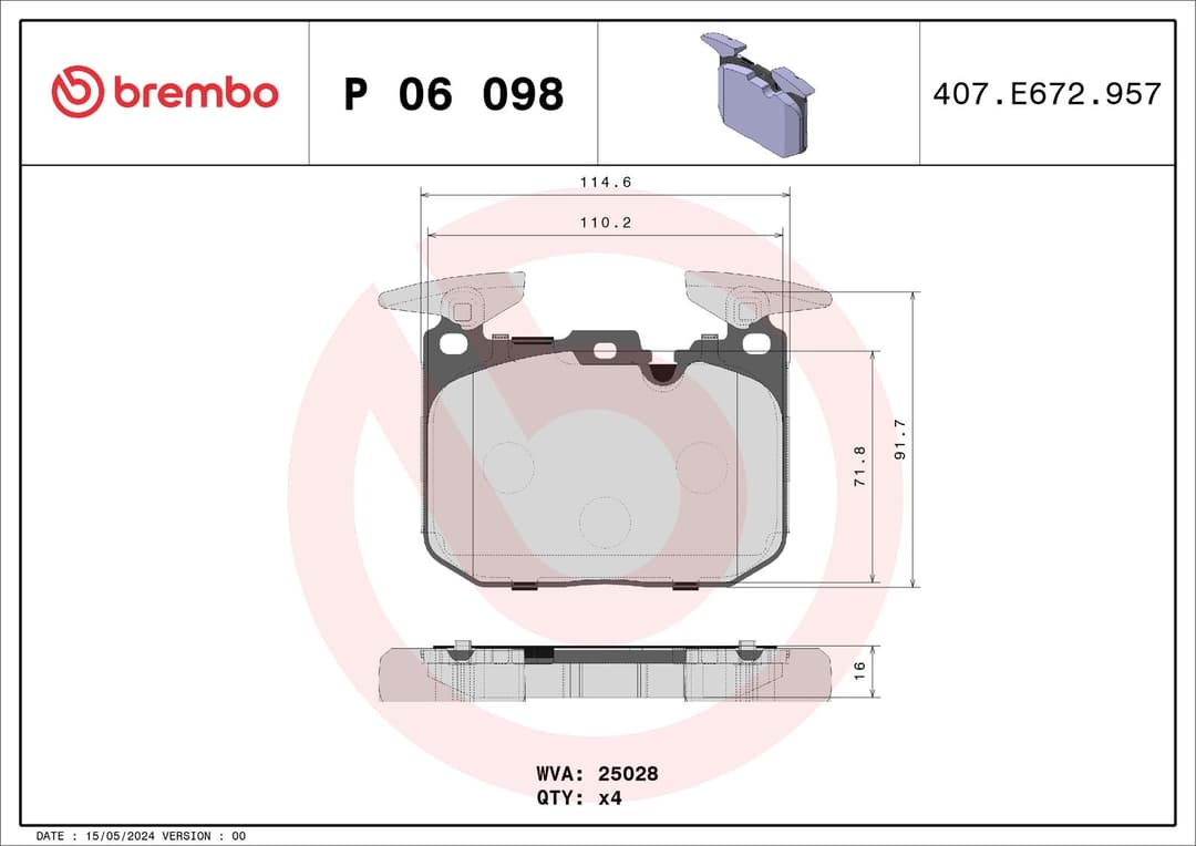 set placute frana,frana disc BREMBO PRIME LINE P 06 098