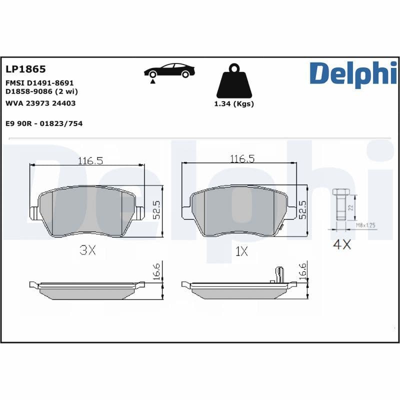 set placute frana,frana disc DELPHI LP1865