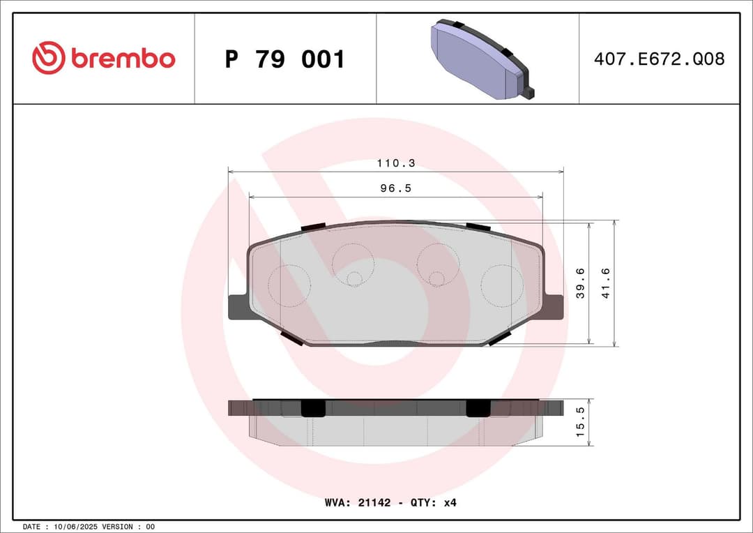 set placute frana,frana disc BREMBO PRIME LINE P 79 001