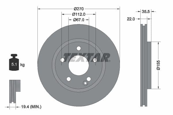Disc frana TEXTAR PRO 92124503