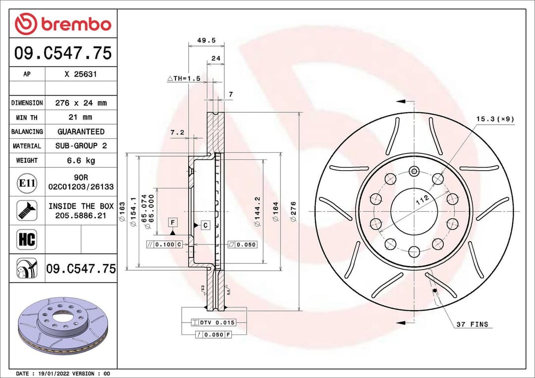 Disc frana BREMBO XTRA LINE - Max 09.C547.75