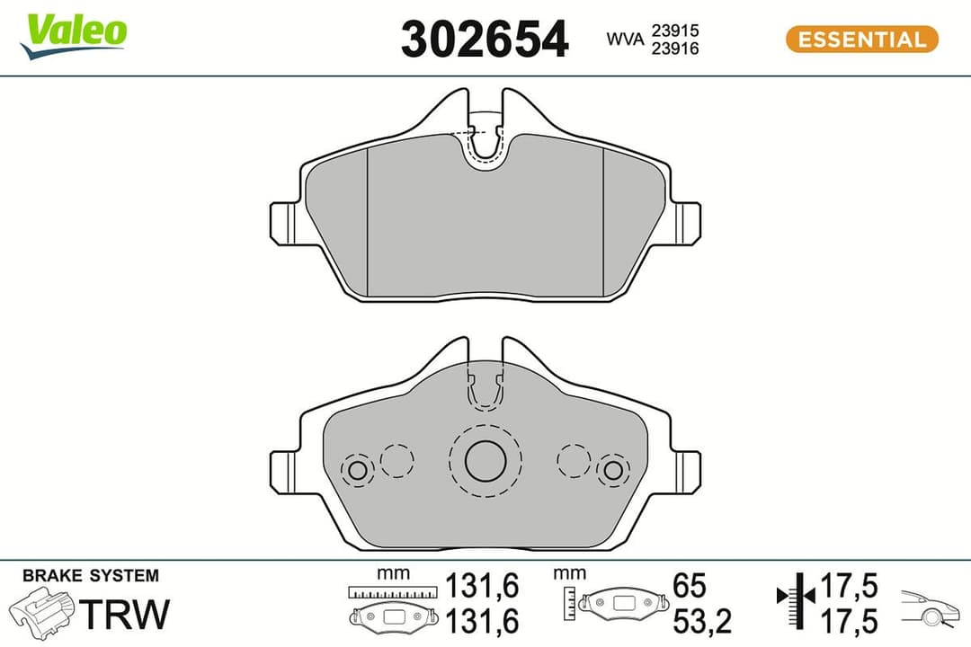 set placute frana,frana disc VALEO ESSENTIAL 302654