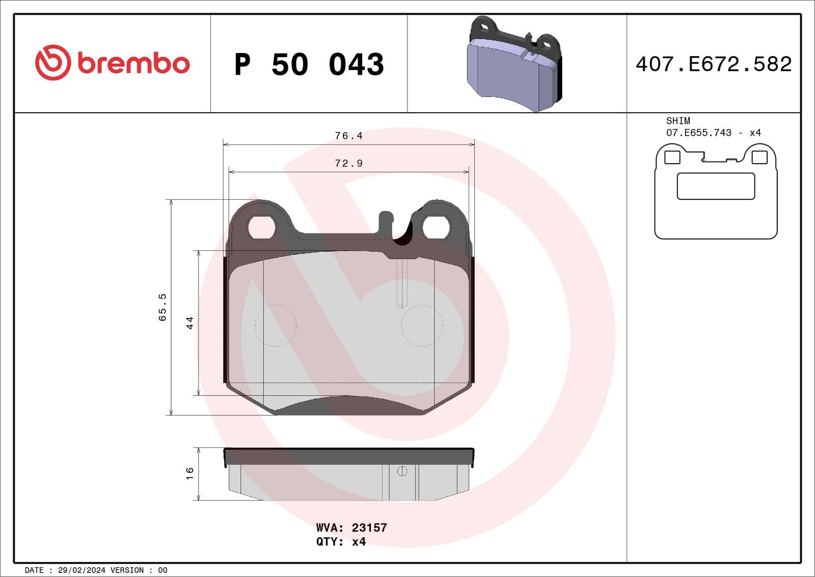 set placute frana,frana disc BREMBO PRIME LINE P 50 043