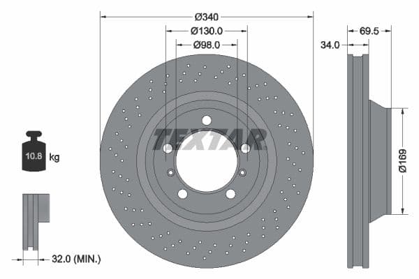 Disc frana TEXTAR PRO+ 92287805