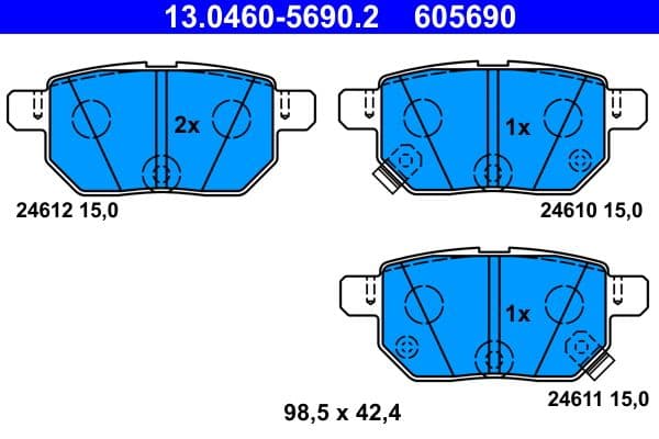 set placute frana,frana disc ATE 13.0460-5690.2