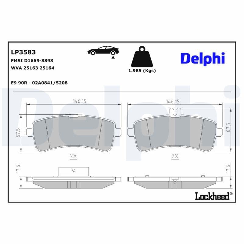 set placute frana,frana disc DELPHI LP3583