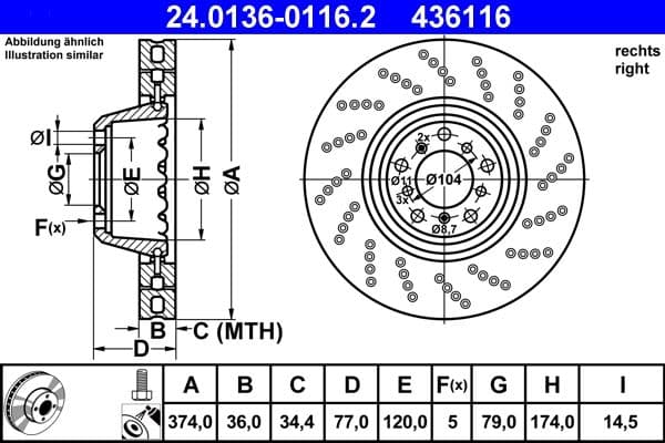 Disc frana ATE 24.0136-0116.2