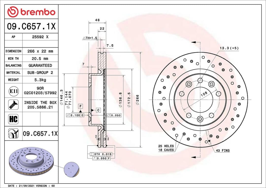 Disc frana BREMBO 09.C657.1X