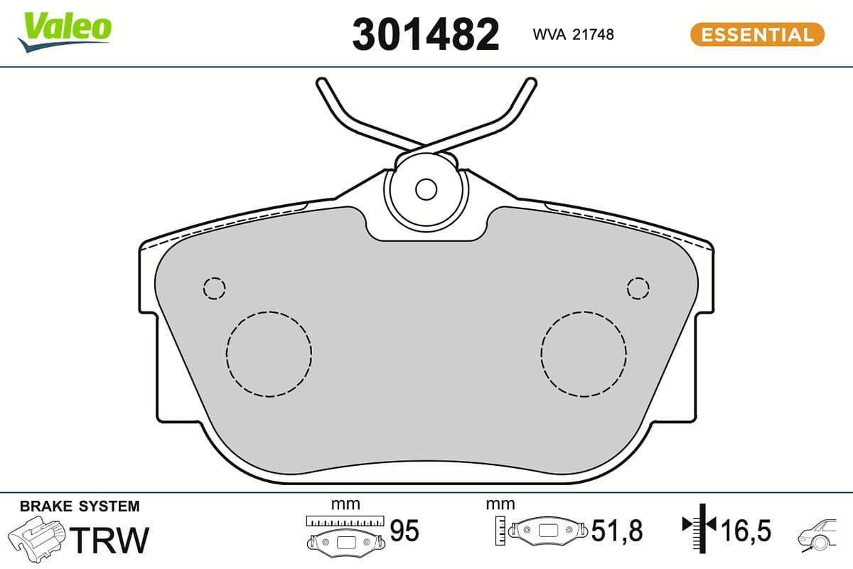 set placute frana,frana disc VALEO ESSENTIAL 301482
