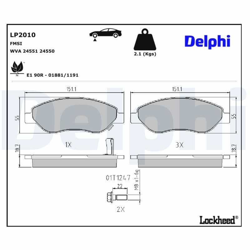 set placute frana,frana disc DELPHI LP2010